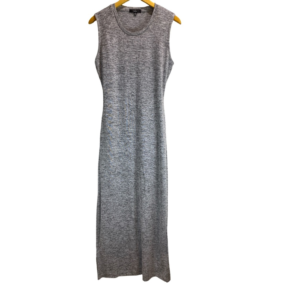 Lulus XL Gray Knit Maxi Wrap Dress‎ Sleeveless Open Back Minimalist Capsule